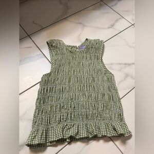 Green Gingham Sleeveless Top